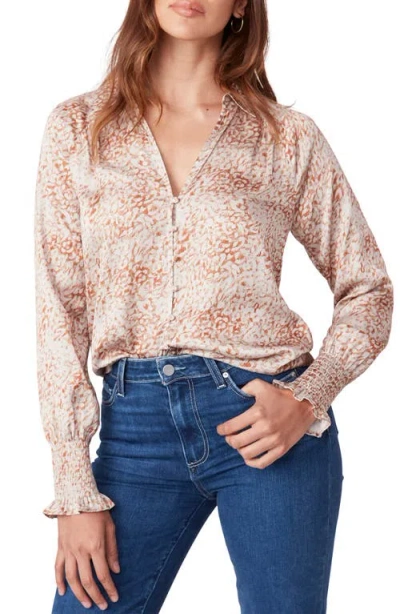 Paige Sayven Abstract Floral Long Sleeve Blouse In Neutral