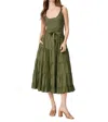 Paige Self-tie Midi Dress In Dark Brushed Olive In Multi