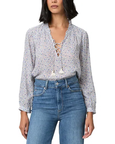 Paige Sharene Linen-blend Top In Gray