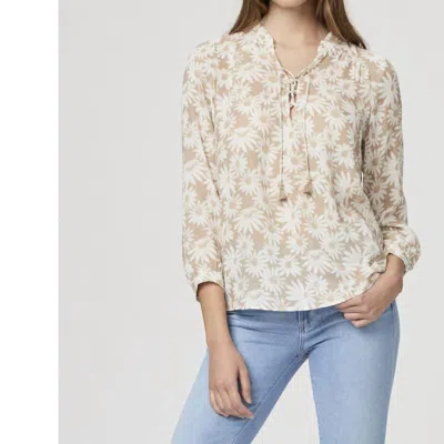 Paige Sharene Top In Taupe/white Floral