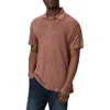 Paige Shelton Slub Linen Polo In Barrel Wood