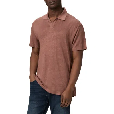 Paige Shelton Slub Linen Polo In Barrel Wood