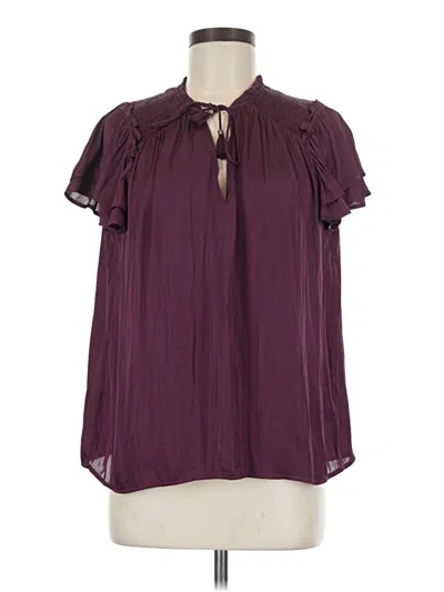 Pre-owned Paige Short Sleeve Blouse In Burgundy