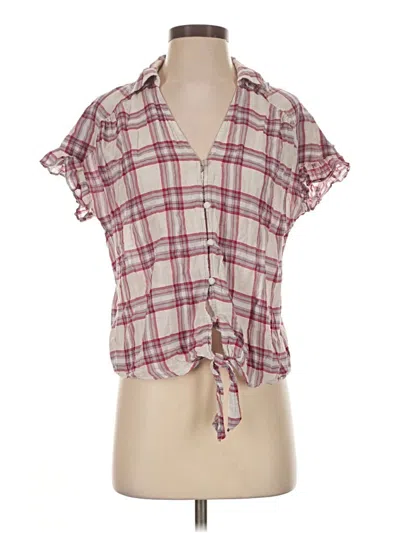 Pre-owned Paige Short Sleeve Blouse In Burgundy