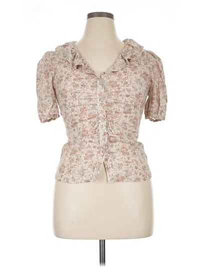 Pre-owned Paige Short Sleeve Blouse In Ivory