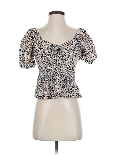 Pre-owned Paige Short Sleeve Top Brown Sweetheart Neckline Tops