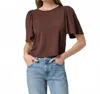 Paige Sigrid Puff Sleeve Tee In Brown