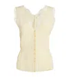 Paige Ancona Lace Trim Silk Tank In Beige