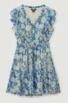 PAIGE PAIGE SILK GEORGETTE FLORAL PRINT MINI DRESS