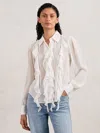 Paige Silk Georgette Ruffle Trim In White