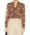 Paige Silk Marcela Blouse In Cinnamon Multi Butterfly In Multi