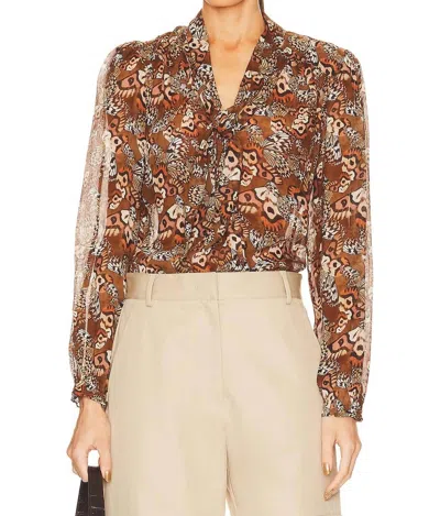 Paige Silk Marcela Blouse In Cinnamon Multi Butterfly