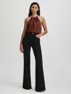 Paige Silk Satin Halter Neck Brown Top