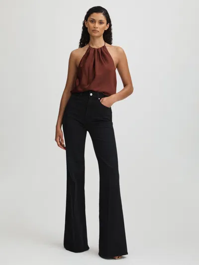 Paige Silk Satin Halter Neck Brown Top