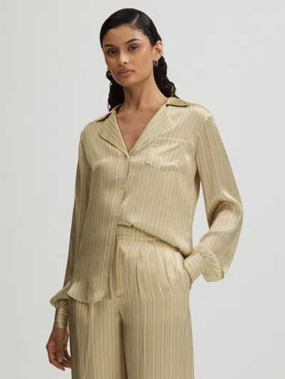 Paige Silk Striped Shirt In Green