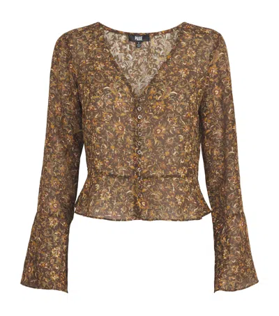 Paige Silk-blend Floral Mila Blouse In Brown