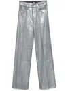 Paige Sasha Silver Shimmer Wide Leg Jeans In Silver