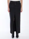 Paige Angela Denim Maxi Skirt In Black