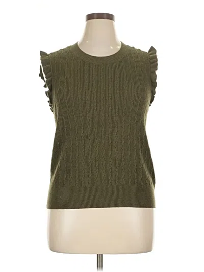 Pre-owned Paige Sleeveless Top Green Ruffles Neckline Tops