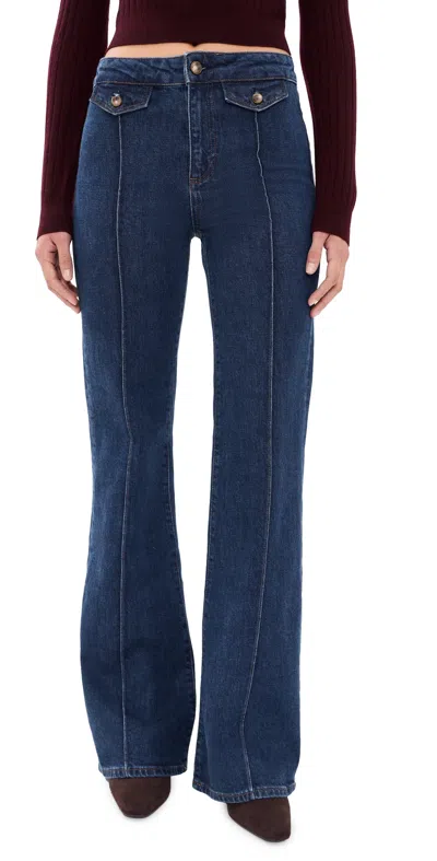 Paige Sofia Pintuck Flare Jeans 33 Grazie In Blue