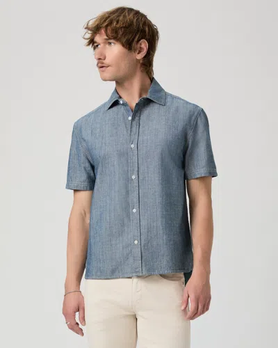 Paige Soliman Short Sleeve Denim Shirt In Blue