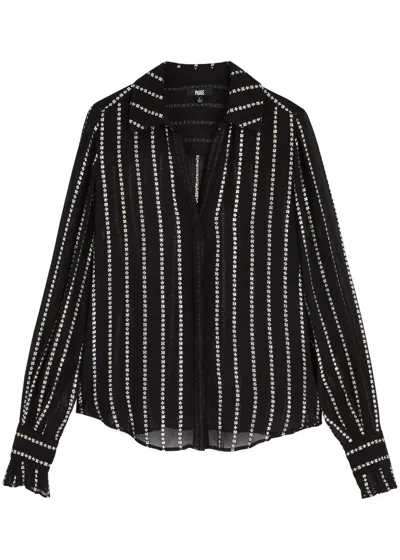 Paige Sosa Long-sleeve Metallic Stripe Blouse In Black