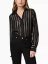 Paige Sosa Metallic Floral-stripe Blouse In Black In Black
