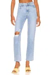 Paige Stella Straight Jean In Gnarly Destructed In Blue