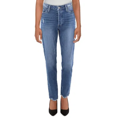 Paige Stella Womens Destroyed Denim Straight Leg Jeans