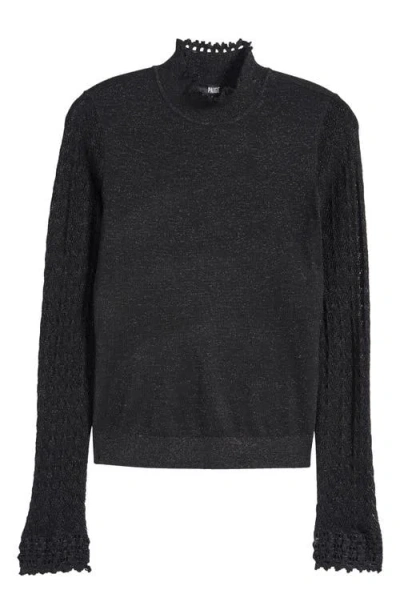 Paige Stephanie Metallic Knit Top In Black Sparkle