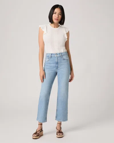 Paige Stevie Ankle Petite Straight Jean In Blue