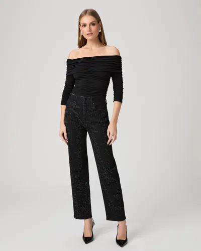 Paige Stevie Ankle Straight Jean In Black