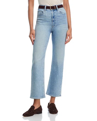 Paige Stevie High Rise Ankle Straight Jeans In Lisbon Light In Blue