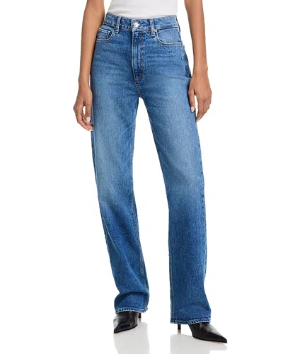 Paige Stevie High Rise Straight Leg Jeans In Bonjour In Blue