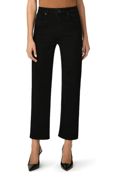 Paige Stevie High Waist Ankle Straight Leg Jeans In Black Shadow