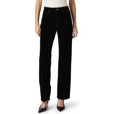 Paige Stevie High Waist Straight Leg Velvet Denim Jeans In Black