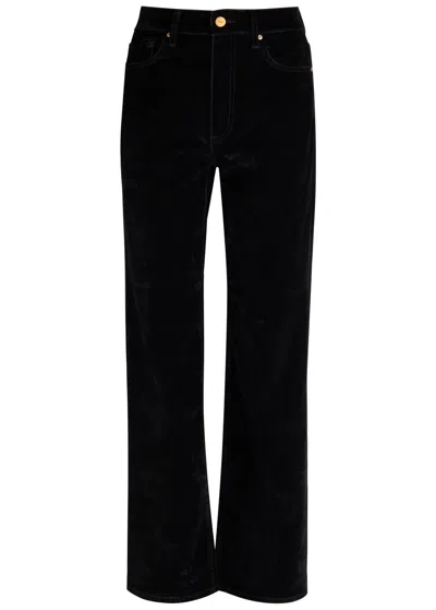 Paige Stevie Straight-leg Velvet Jeans In Black