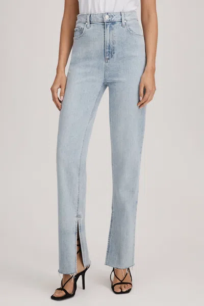 Paige Straight Leg Split Hem Jeans In Gianna Blue