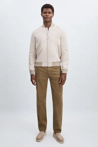 Paige Stretch-cotton Slim Cargo Trousers In Sand