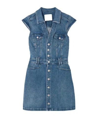 Paige Stretch Denim Mini Dress In Blue