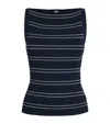 Paige Yuelia Boat-neck Pleated Sweater Tank Top In Navy