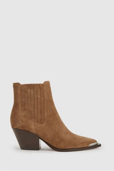 PAIGE PAIGE SUEDE BLOCK-HEEL ANKLE BOOTS