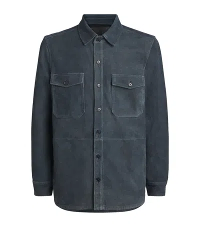 Paige Suede Peyman Overshirt In Navy
