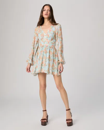 Paige Summerland Long Sleeve Floral Print Silk Minidress In Multi