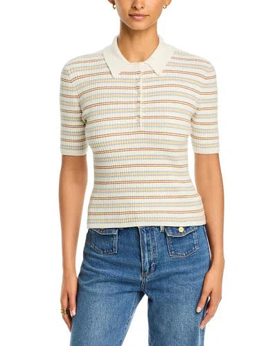 Paige Summit Ribbed Polo Top In Neutral