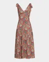 Paige Swindon Floral Tie Strap A-line Midi Dress In Storm Multi