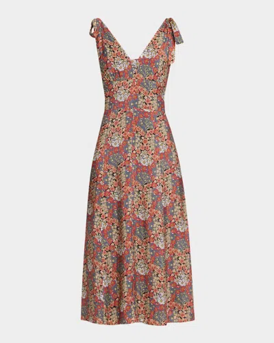 PAIGE SWINDON FLORAL SLEEVELESS MIDI DRESS
