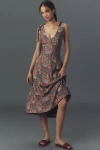 Paige Swindon Tie-strap V-neck Midi Dress In Multicolor