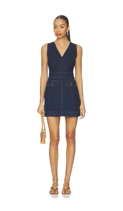 Paige Womens Sylvia V-neck Denim Mini Dress Ballast In Blue