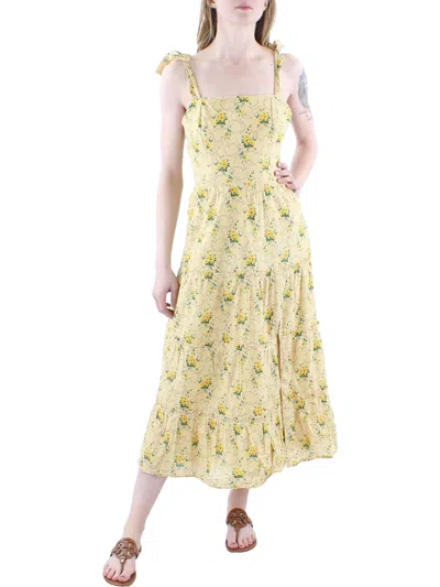 Paige Tamika Womens Floral Print Midi Sundress In Yellow